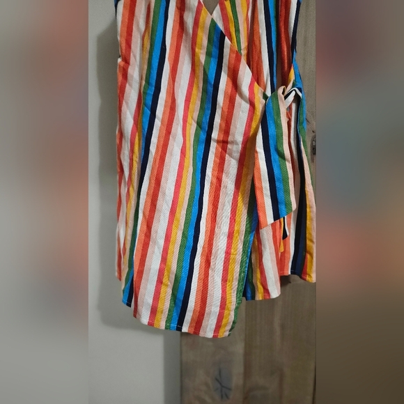 LE LIS Linen Blend Colorful Striped Sleeveless Wrap Front Romper.Size S NWT - Picture 9 of 13